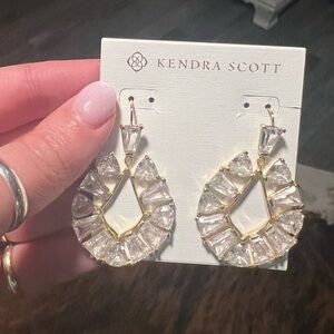 Kendra Scott Gold and White Crystal Earrings